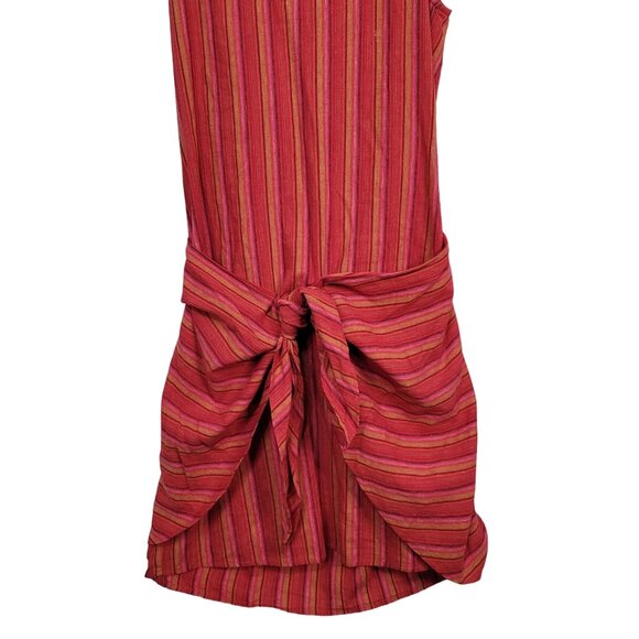 Drew Size S Dress Desert Stripe Sarong Skirt Linen Rayon Sleeveless Pullover Red - Picture 13 of 16